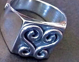 Sankofa silver band ring adinkra heart jewelry