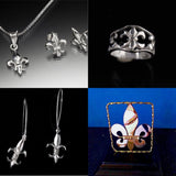 Silver Earrings Dangle Fleur de lis Louisiana Canada Louisville Boys Scouts Sterling jewelry signed sets available