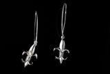 Mothers Day Gift, Silver Earrings Dangle Fleur de lis Louisiana Canada Louisville Boys Scouts Sterling jewelry signed sets available