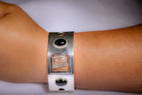Mothers Day Gift for him, Silver cuff bracelet with onyx stones, handmade, one of a kind jewelry, unique mens bracelet