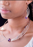Mothers Day Gift, Silver amethyst modern elegant dangle earrings