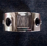 Mothers Day Gift for him, Silver cuff bracelet with onyx stones, handmade, one of a kind jewelry, unique mens bracelet