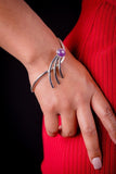 Mothers Day Gift, Silver amethyst cuff bracelet modern contemporary elegant one of a kind handmade as part of a set