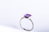 Sea glass ring, Square purple ring, beach comer gift, Beach glass jewelry, birthday day gift for her, vacay memories, pinky ring