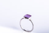 Purple ring square sea glass sterling silver