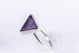 Purple sea glass ring triangle sterling silver handmade beach tropical pinky ring