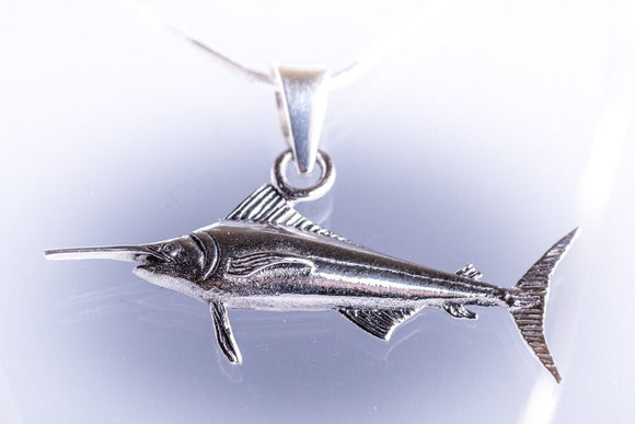 Marlin or swordfish necklace sterling silver handmade nautical jewelry