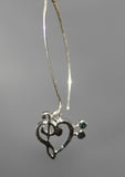 Music heart ring Treble Bass clef Musical Love  jewelry Sterling silver Ring Gift