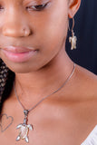 Mothers Day Gift, Turtle Jewelry set Necklace and earrings silver turtle great for two tone silver & Gold