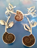 Mothers Day Gift, cowrie shell cuff bracelet,  Ammonite jewelry,  fossil nautilus, handmade golden spiral unique sterling statement bracelet