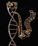 Music Art Sculpture fusion of DNA double helix Saxophone Chester Allen signature gallery art Mobile or wall mounted or tabletop Jazz art