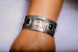 Mothers Day Gift for him, Silver cuff bracelet with onyx stones, handmade, one of a kind jewelry, unique mens bracelet
