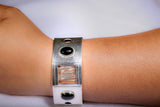 Mothers Day Gift for him, Silver cuff bracelet with onyx stones, handmade, one of a kind jewelry, unique mens bracelet