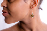 Mothers Day Gift, Square drop Earrings, 3D Yellow crystal dangle earrings set in Sterling Silver