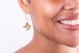 Mothers Day Gift, Square drop Earrings, 3D Yellow crystal dangle earrings set in Sterling Silver