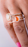 Stackable ring with stone set in Sterling silver, Statement stackable ring is handmade with cut out crosses.The citrine is faceted.