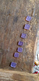 Purple ring, Solitaire sea glass ring, Square ring adjustable sterling silver band