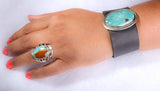 Silver Ring Turquoise Healing two teardrop stone handcrafted sterling size to order Southwestern influence