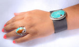 Silver Ring Turquoise Healing two teardrop stone handcrafted sterling size to order Southwestern influence