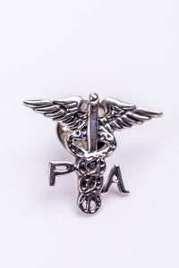 Physician Assistant Pin, silver medical symbol ,caduceus, staff of Hermes, Staff of Asclepius, PA sterling silver handmade