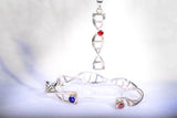 DNA JEWELRY SET, Sterling silver necklace and bracelet set with blue and red crystals, perfect science gift, genetics gift,one of a kind set