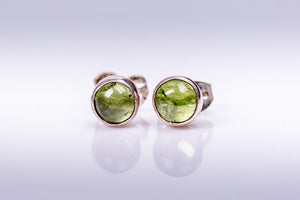 Peridot stud earrings, Sterling silver round green August birthstone stud. Great studs  for men, children, and women, peridot earrings