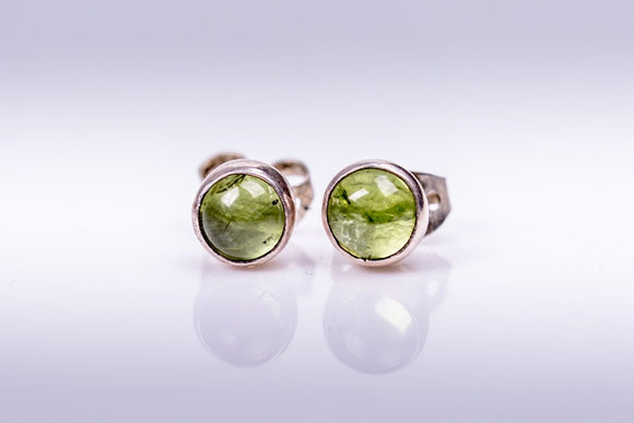 Peridot stud earrings, Sterling silver round green August birthstone stud. Great studs  for men, children, and women, peridot earrings