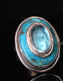 Silver Ring Turquoise Healing two teardrop stone handcrafted sterling size to order Southwestern influence