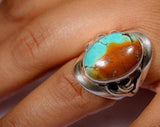 Silver Ring Turquoise Healing two teardrop stone handcrafted sterling size to order Southwestern influence