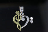 Valentines gift, Music heart ring Treble Bass clef Musical Love  jewelry Sterling silver Ring Gift
