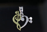 Music heart ring Treble Bass clef Musical Love  jewelry Sterling silver Ring Gift