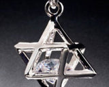 Merkaba star set Silver and floating crystal 3d star of David Earring and necklace set Yoga Jewish inspired gift