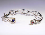 DNA Cuff Bracelet Science  (double Helix) genetics handmade Sterling silver