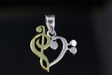 Music note pendant, Bass and treble clef Heart, Music Lover necklace, Sterling silver, Premium quality, handmade Pendant Gift