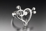 Mothers Day Gift, Music Heart link bracelet Silver, handmade Music gift for Jazz and Classical lovers, Choir, band  and music teacher