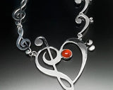 Mothers Day Gift, Music Heart link bracelet Silver, handmade Music gift for Jazz and Classical lovers, Choir, band  and music teacher