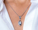 Silver Jewelry Set, Oval Necklace and Earrings Set, gift for her
