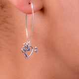 Mothers day gift,  Music heart Drop Earring Handmade Sterling silver Dangle dainty earring for girl playing music or a great teachers gift