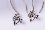 Mothers day gift,  Music heart Drop Earring Handmade Sterling silver Dangle dainty earring for girl playing music or a great teachers gift
