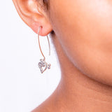 Mothers day gift,  Music heart Drop Earring Handmade Sterling silver Dangle dainty earring for girl playing music or a great teachers gift