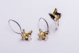 Mothers Day Gift, Square drop Earrings, 3D Yellow crystal dangle earrings set in Sterling Silver