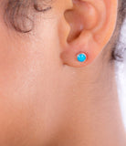 Lapis stud earrings, Sterling silver round blue September birthstone. Great studs  for men, children, and women