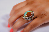 Silver Ring Turquoise Healing two teardrop stone handcrafted sterling size to order Southwestern influence