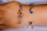 DNA JEWELRY SET, Sterling silver necklace and bracelet set with blue and red crystals, perfect science gift, genetics gift,one of a kind set