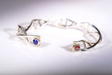 DNA JEWELRY SET, Sterling silver necklace and bracelet set with blue and red crystals, perfect science gift, genetics gift,one of a kind set