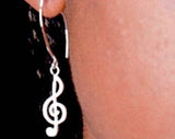 Music jewelry set, treble clef drop earrings necklace set, Sterling silver handmade jewelry, perfect for music persons gift