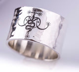 Marie Laveau veve ring, silver jewelry for strong women,band ring associated with New Orleans folklore, spirituality and the occult