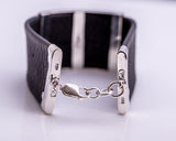 Papa Legba cuff, wide leather bracelet, Silver handmade engraved jewelry, Legba veve, gift for boyfriend, woman adjustable