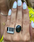 Mothers Day Gift for him, Mens ring, Sterling silver handmade music jewelry, with repurposed piano keys