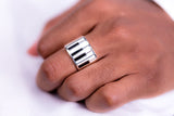 Mens ring, Sterling silver handmade music jewelry, with repurposed piano keys